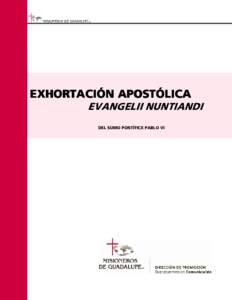 EXHORTACIÓN APOSTÓLICA EVANGELII NUNTIANDI DEL SUMO PONTÍFICE PABLO VI 1
