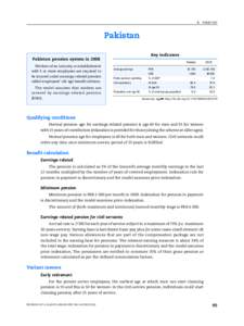 II. PAKISTAN  Pakistan Key indicators Pakistan: pension system in 2008 Workers of an industry or establishment