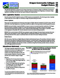 The following information is presented by the Oregon Department of Community Colleges and Workforce Development to help local college board members and their constituents understand what has been happening to community c