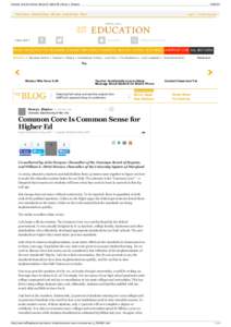 Common Core Is Common Sense for Higher Ed | Nancy L. Zimpher
