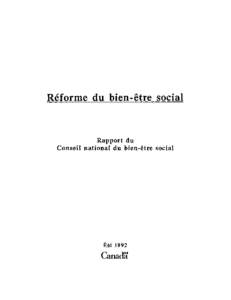 RØforme du bien-Œtresocial  Rapport du Conseil national du bien-Œtresocial  EtØ 1992