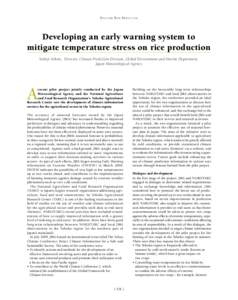 Disaster Risk Reduction  Developing an early warning system to mitigate temperature stress on rice production Yoshiji Yokote, Director, Climate Prediction Division, Global Environment and Marine Department, Japan Meteoro