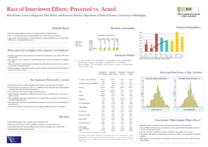 Race of Interviewer Effects: Perceived vs. Actual Matt Barreto, Loren Collingwood, Chris Parker, and Francisco Pedraza, Department of Political Science, University of Washington Hold the Phone  0.45