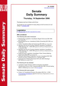 Senate Daily Summary - No[removed]September 2006