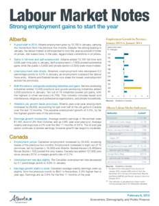 Labour Market Notes Strong employment gains to start the year Labour Market Notes February 2015