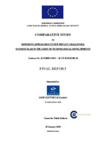 EUROPEA COMMISSIO DIRECTORATE-GENERAL JUSTICE, FREEDOM AND SECURITY COMPARATIVE STUDY O