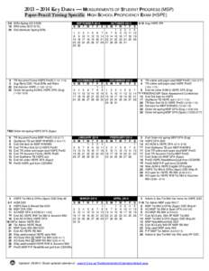 MSP/HSPE Paper-Pencil Key Dates Calendar