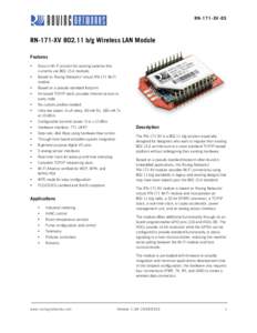 RNXV -DS 	
   RN-171-XVb/g Wireless LAN Module Features •