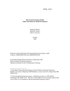 PNNL[removed]The Second Generation Model: Future Directions for Model Development  Hugh M. Pitcher1