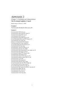 APPENDIX 2 (Chapter 3: Constitution and Administration) The Provisional Legislative Council