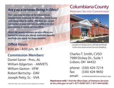 Are you a veteran living in Ohio?  Columbiana County Veterans Service Commission