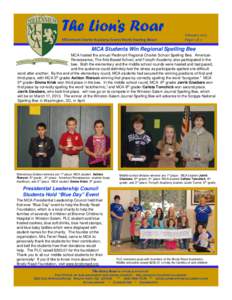 The Lion’s Roar Millennium Charter Academy Events Worth Roaring About February 2013 Page 1 of 2