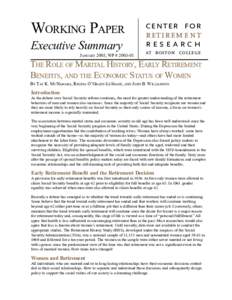 WORKING PAPER Executive Summary JANUARY 2003, WP # [removed]center for retirement