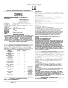 MATERIAL SAFETY DATA SHEET  SECTION 1 - PRODUCT AND COMPANY INFORMATION PPG Industries, Inc. One PPG Place Pittsburgh, PA 15272