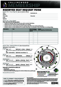 COLLINGWOOD  MEMBERSHIP reserved seat request form  Section One - Group Organiser (please note all fields are required)