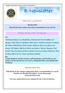 Royal Australian Navy Writers Association  E-Newsletter Edition No 33 - June 11th[removed]Reunion 2013