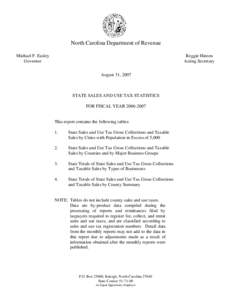 North Carolina Department of Revenue Reggie Hinton Acting Secretary Michael F. Easley Governor