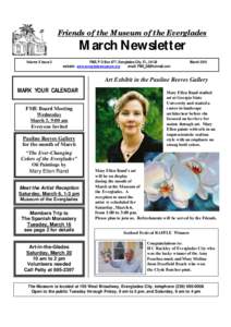 Friends of the Museum of the Everglades  March Newsletter Volume X Issue 3  FME, P O Box 677, Everglades City, FL, 34139