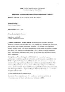 1 Fonds : Jacques Delarue (dossier Klaus Barbie) Inventaire rédigé par Nada Hekmi