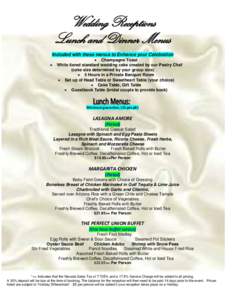 Wedding Reception Lunch & Dinner Menus