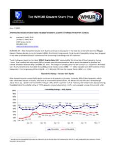 THE WMUR GRANITE STATE POLL May 27, 2015 AYOTTE AND HASSAN IN DEAD HEAT FOR 2016 NH SENATE; GUINTA FAVORABILITY HURT BY SCANDAL By:  Andrew E. Smith, Ph.D.