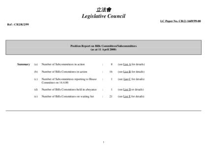 立法會  Legislative Council LC Paper No. CB[removed]Ref : CB2/R/2/99