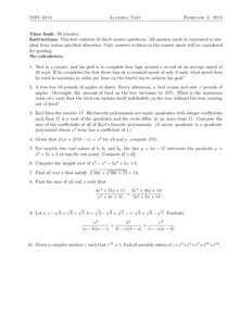 SMT[removed]Algebra Test February 2, 2013