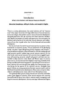 CHAPTER 1  Introduction What Is the Problem with Natural Resource Wealth? Macartan Humphreys, Jeffrey D. Sachs, and Joseph E. Stiglitz