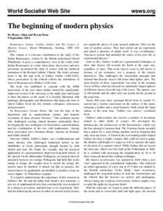 World Socialist Web Site  wsws.org The beginning of modern physics By Henry Allan and Bryan Dyne