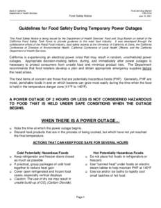 State of California Department of Health Services Food and Drug Branch FSN-0102 June 19, 2001