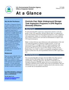 Controls Over State Underground Storage Tank Inspection Programs in EPA Generally Effective