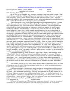 Southern Campaign American Revolution Pension Statements Pension application of James Gilmore W4680 Easter fn68NC Transcribed by Will Graves[removed]