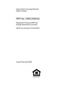 Hawaii Public Housing Authority State of Hawaii RFP No. CMS[removed]Request for Proposal (RFP) for Energy Performance Contract,