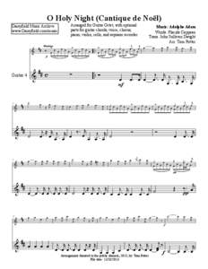 O Holy Night (Cantique de Noël) Arranged for Guitar Octet, with optional parts for guitar chords, voice, chorus, piano, violin, cello, and soprano recorder  Daisyfield Music Archive