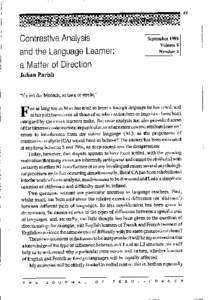 Contrastive Analysis and the Language Learner: a Matter of Direction Julian Parish