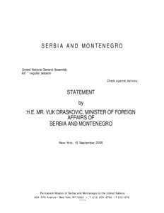 SERBIA AND MONTENEGRO  United Nations General Assembly 60`