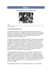 bialy/s The Calculus Reservatus of Charles Stein (link) CStein (mail): The Calculus Reservatus