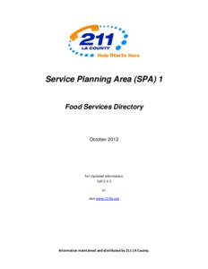    Service Planning Area (SPA) 1 Food Services Directory