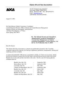 Alaska Oil and Gas Association Comments on proposed Federal Consistency Regulation Revisions
