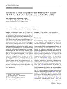 3 Biotech[removed]:227–234 DOI[removed]s13205[removed]ORIGINAL ARTICLE  Biosynthesis of silver nanoparticles from Schizophyllum radiatum