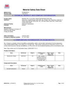 Material Safety Data Sheet 0279MAR019[removed]MSDS ID NO.: Revision date: