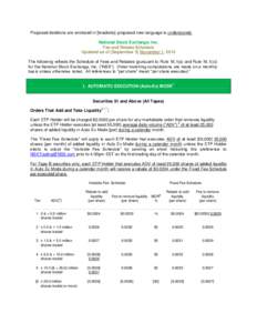 Proposed deletions are enclosed in [brackets]; proposed new language is underscored. National Stock Exchange, Inc. Fee and Rebate Schedule Updated as of [September 3] November 1, 2013 The following reflects the Schedule 