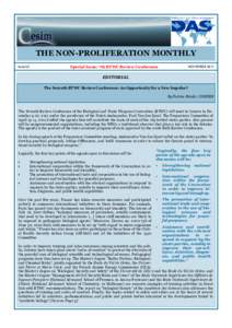 THE NON-PROLIFERATION MONTHLY Issue 65 Special Issue: 7th BTWC Review Conference  NOVEMBER 2011