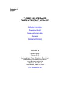 Thomas Nelson Baker Correspondence