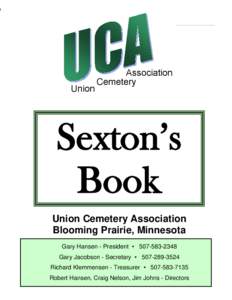 0  Sexton’s Book Union Cemetery Association Blooming Prairie, Minnesota