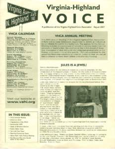 Virginia-Highland  V 0 ICE VHCA CALENDAR  VHCA ANNUAL MEETING