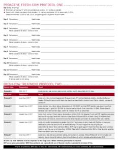 PROACTIVE FRESH-COW PROTOCOL ONE  D E V E L O P E D B Y V E T E R I NA R I A N E A R L A A L S E T H , P I L C H U C K V E T E R I NA RY H O S P I TA L Day 1 (day of calving) Milk fevers at calving, IV* with calcium/dext