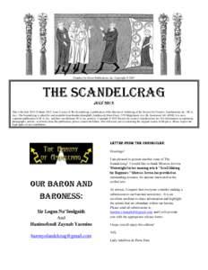 Graphics by Dover Publications, Inc. Copyright © 2007  THE SCANDELCRAG JULY 2012 This is the July[removed]Volume 2012, Issue 2) issue of The Scandelcrag, a publication of the Barony of Andelcrag of the Society for Creativ