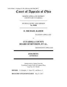 Kahoe v. Cuyahoga Cty. Bd. of Revision