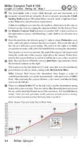 Miller Canyon Trail #106 Length: 3.7 miles Rating: A2 Map 7 A B